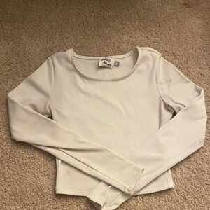 Princess Polly Cream Ribbed Knit Top